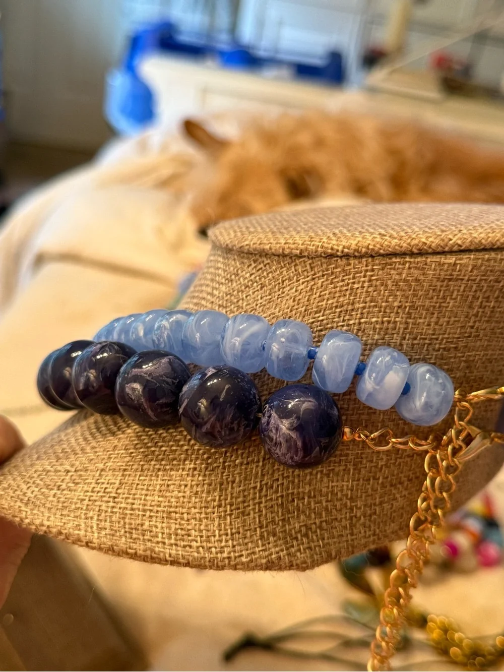 Dual-Tone Blue Graduated Bead Necklace